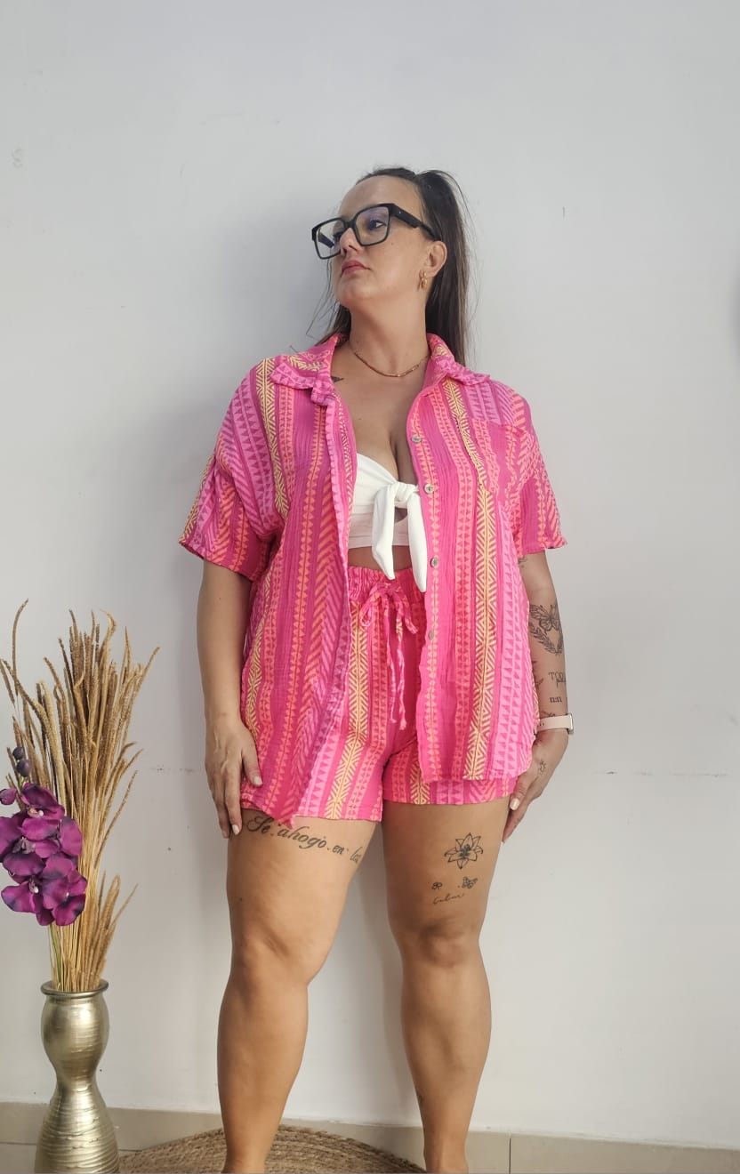 conjunto fluor rosa