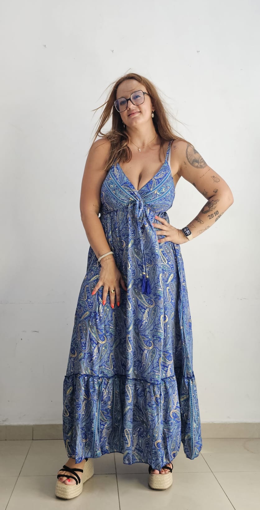 Vestido hidú azul oscuro