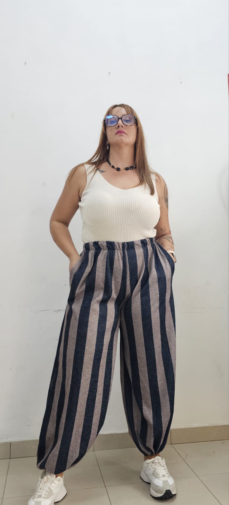 Pantalon rayas azul