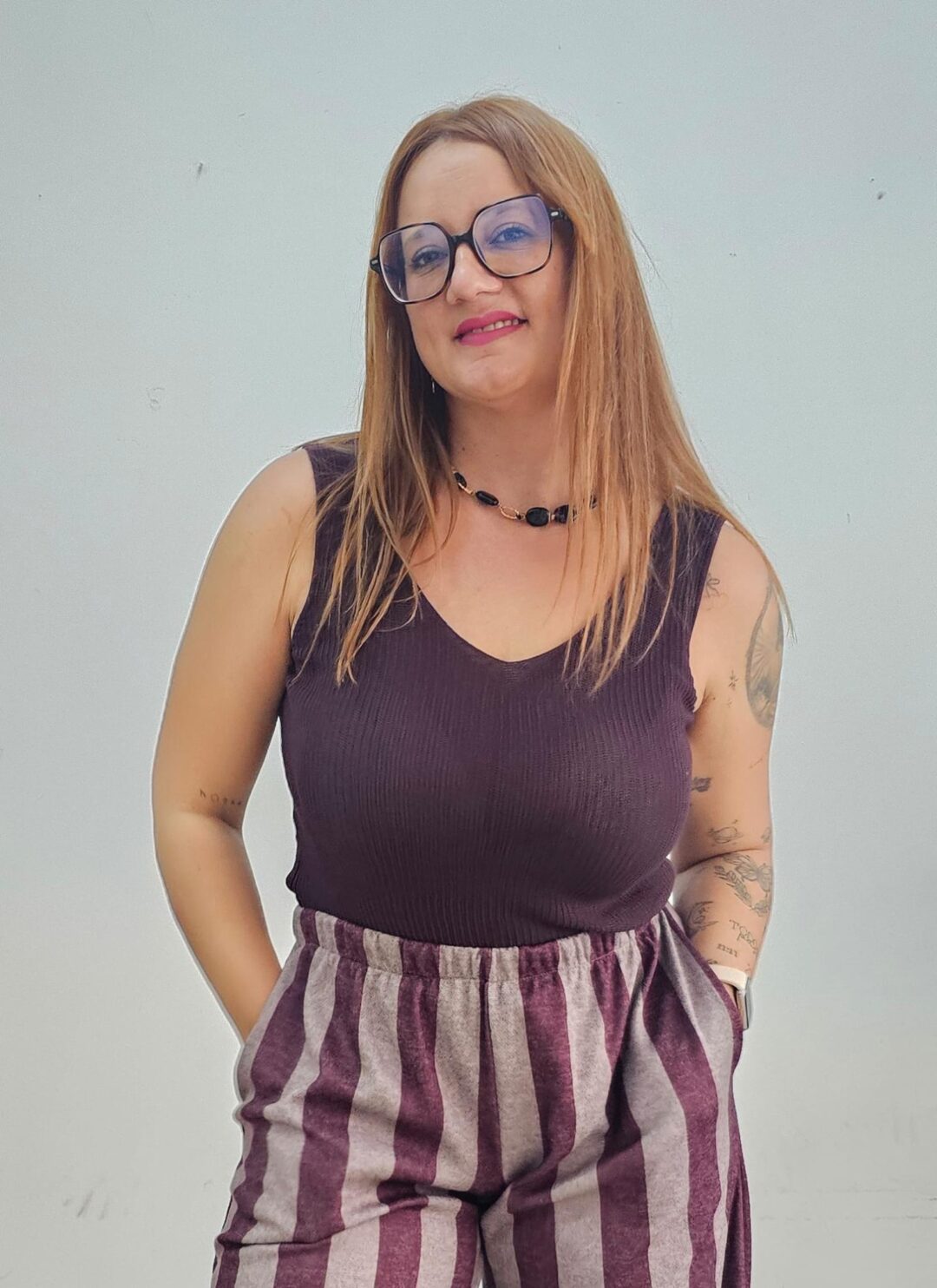 Blusa punto burdeos
